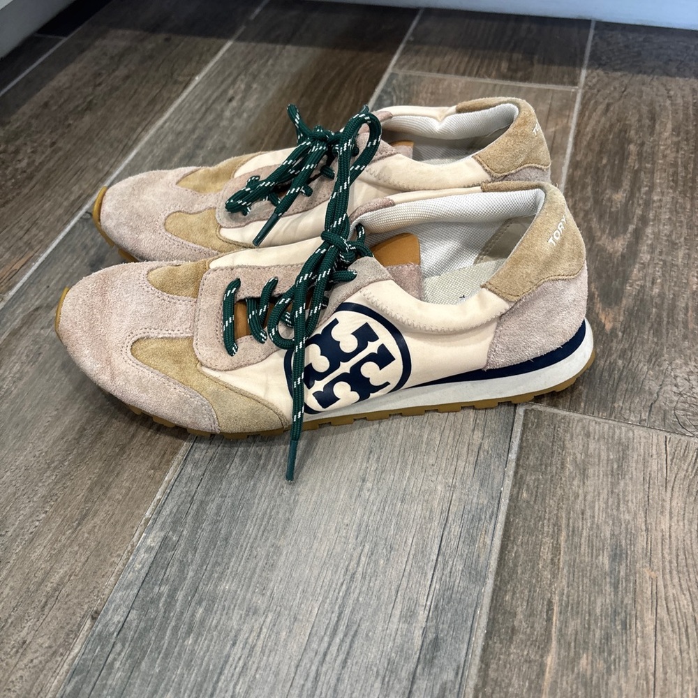 TORY BURCH WOMEN'S ANNIE NYLON RUNNER SNEAKERS SUEDE SIZE 8